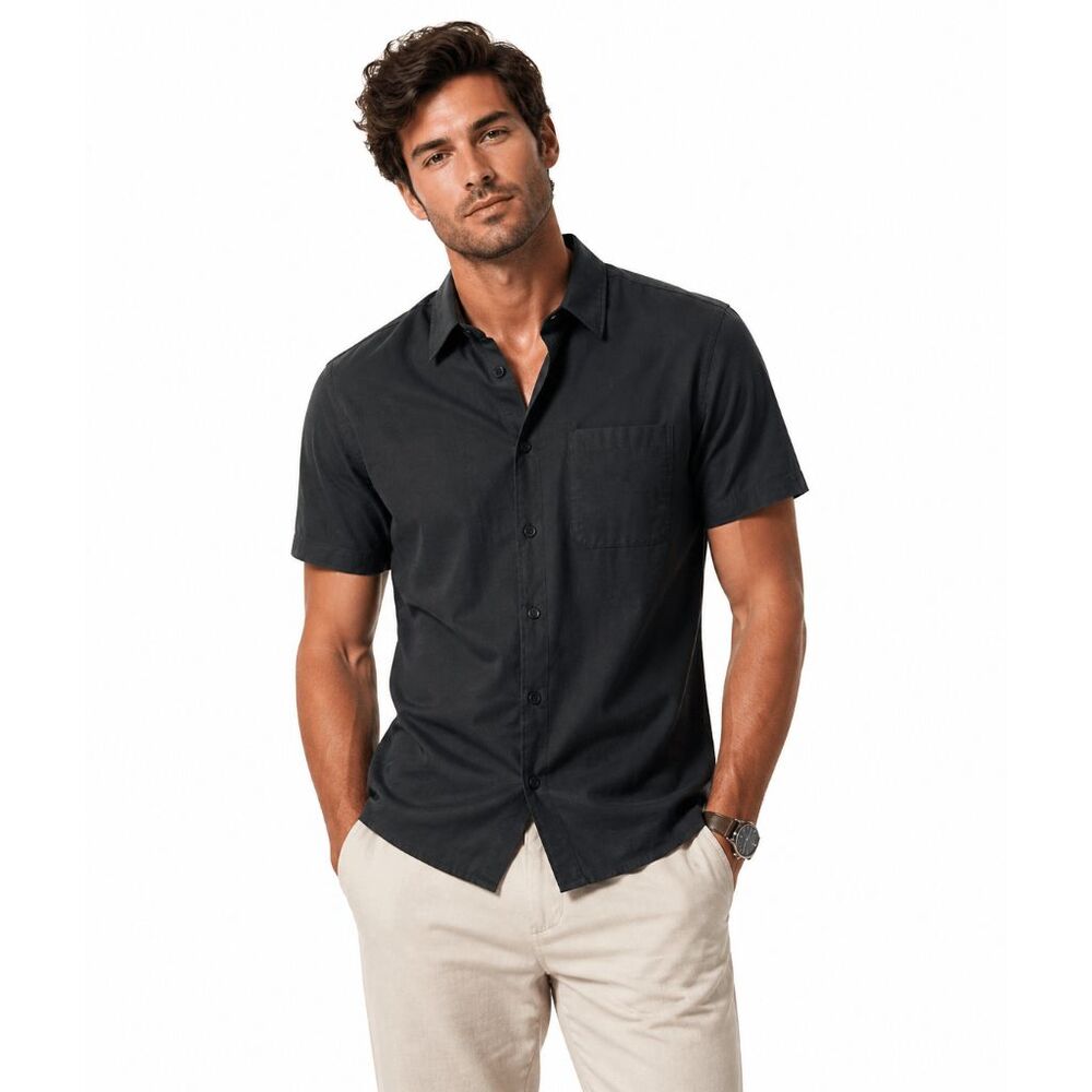VRST Men's Limitless Short Sleeve Button Up Shirt Charcoal M